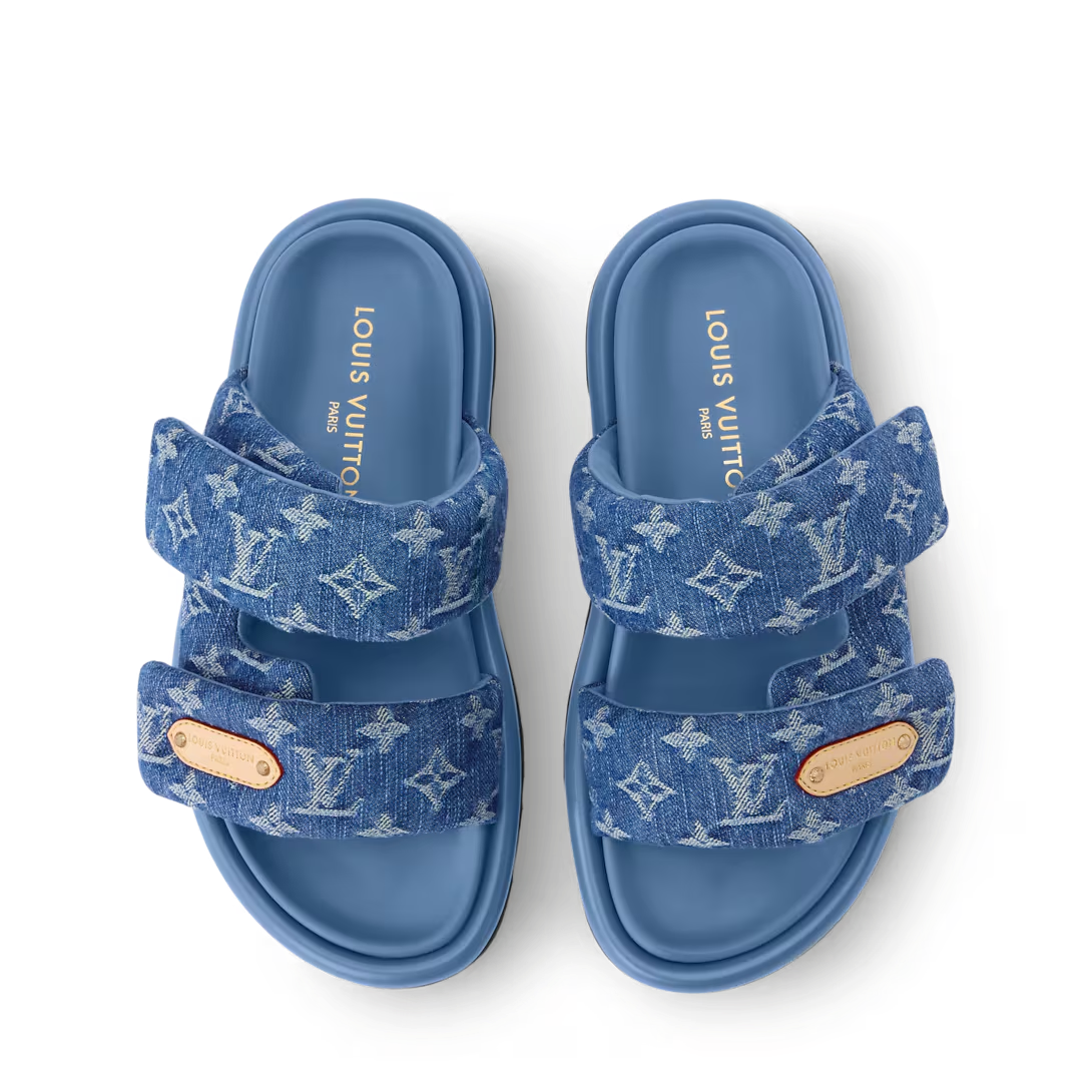 LV Pool Pillow Comfort Mule Blue Denim